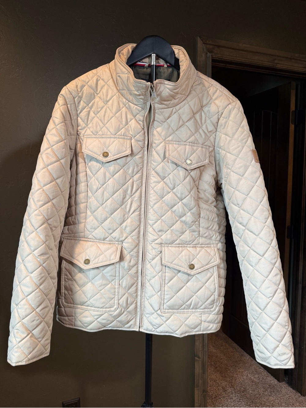 Tommy Hilfiger Cream Quilted Utility Jacket
